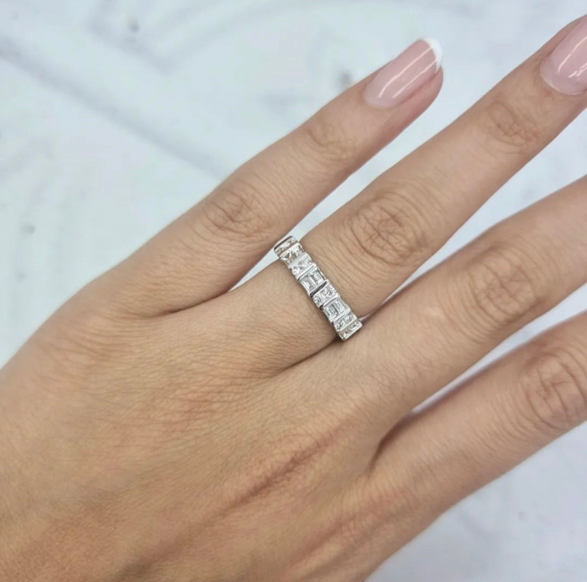 Baguette Brilliant Bar Set Diamond Ring