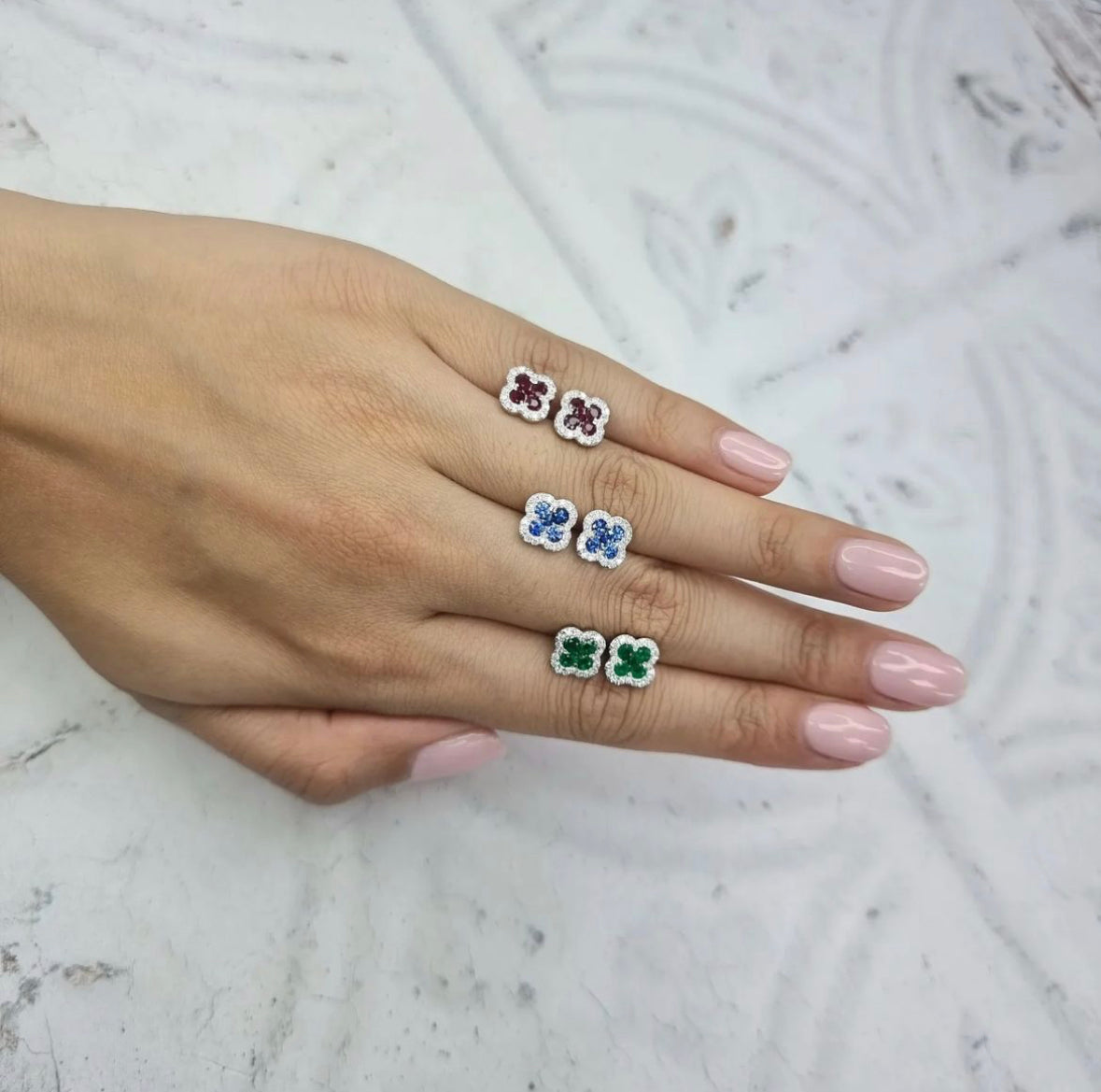Colour Diamond Clover Earring