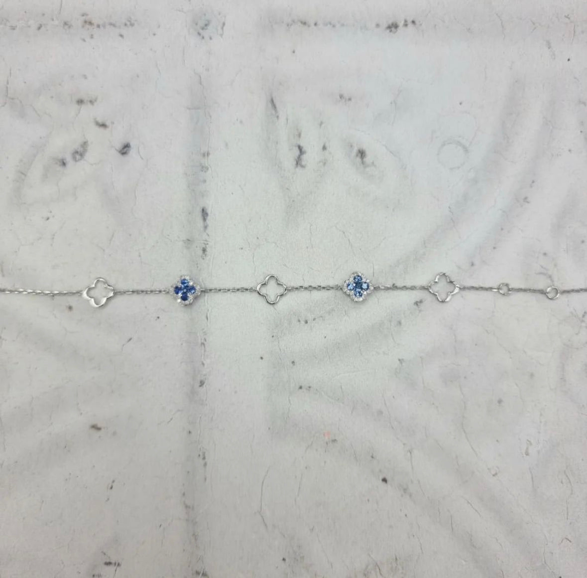 Sapphire Clover Bracelet 9ct White Gold