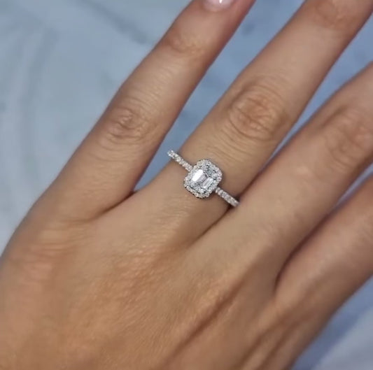 Baguette Brilliant Diamond Halo Ring