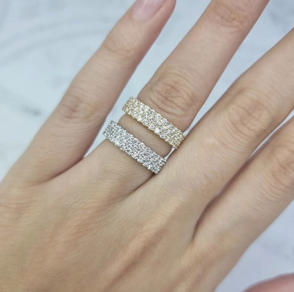 Diamond Three Row Half Eternity Ring