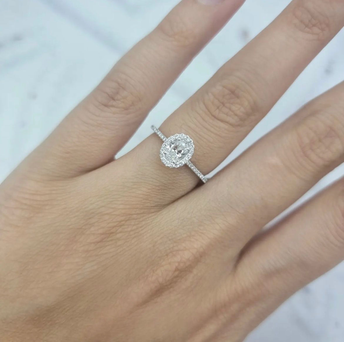 Graham Ring Platinum Oval Halo Diamond Ring – Graham Stones Jeweller