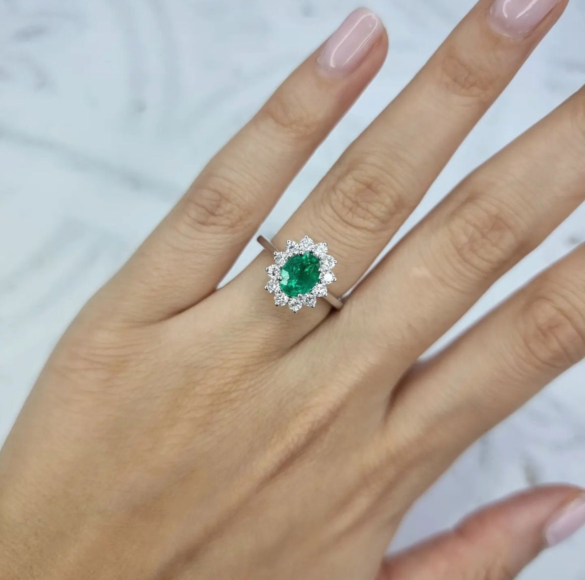 Graham Ring Emerald Oval Cluster Ring – Graham Stones Jeweller