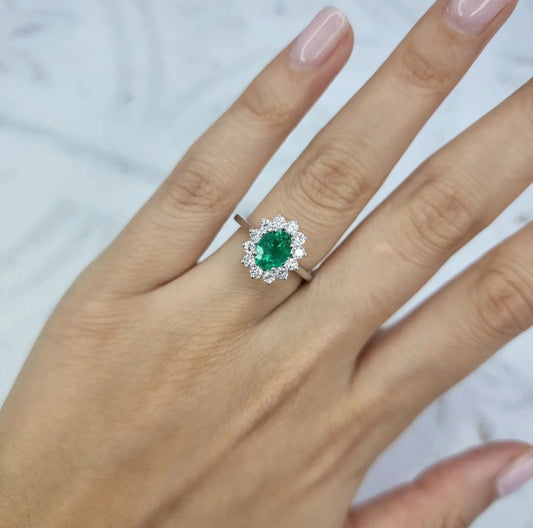 Emerald Oval Cluster Ring
