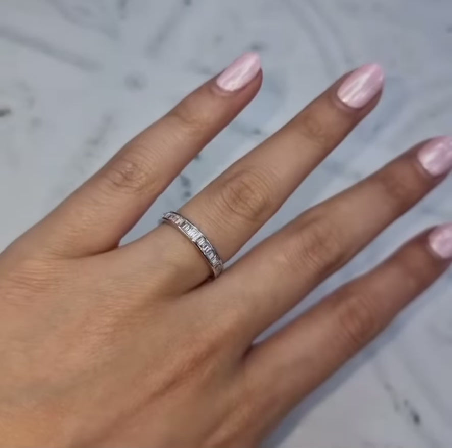 Half Eternity Ring with Baguette Diamond Platinum Engagement Ring JL P